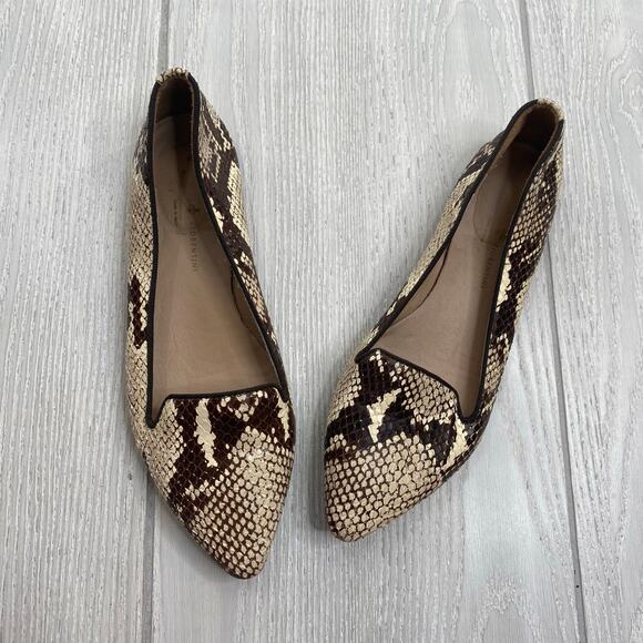 Mercanti Fiorentini Women's Italian Leather Snake Embossed Flats Size 6.5 - Picture 1 of 9